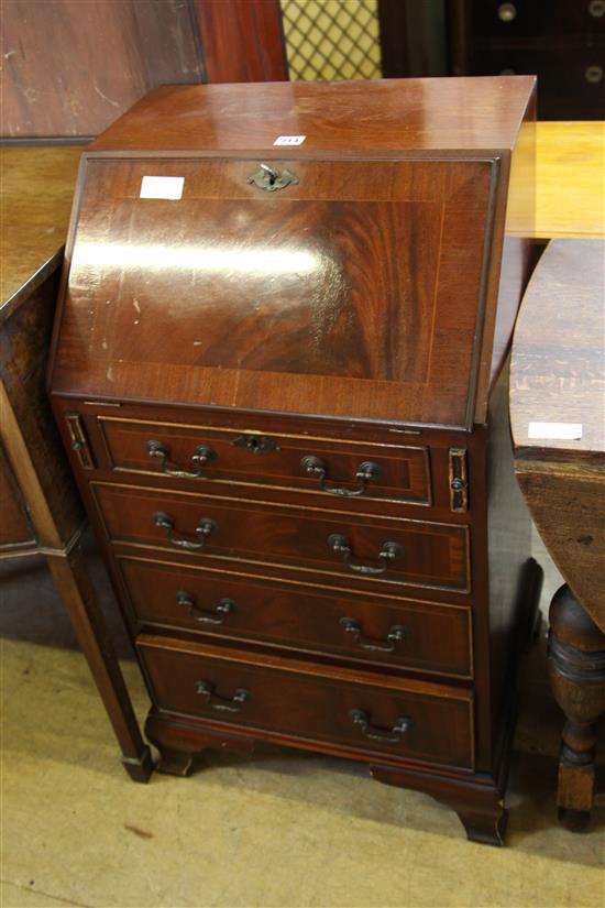 A small banded mahogany bureau